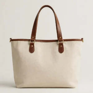 Beige Canvas Tote Bag