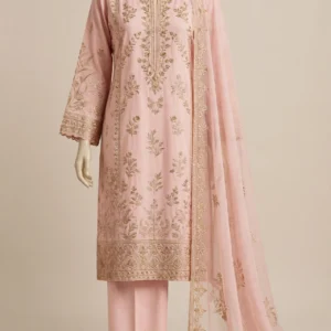 Blush Pink Embroidered Lawn 3-Piece